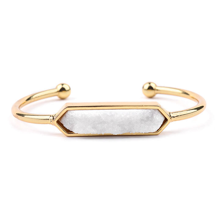 Pulsera de cobre y metal con cristales naturales de Olivenorma