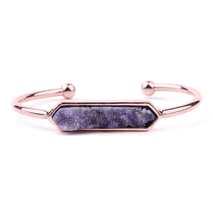 Pulsera de cobre y metal con cristales naturales de Olivenorma