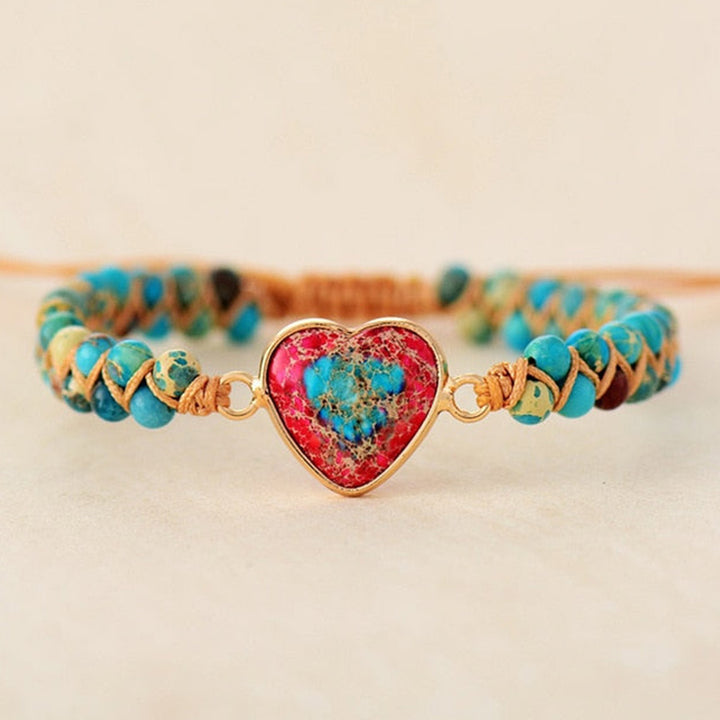 Pulsera curativa con corazón de piedra del emperador