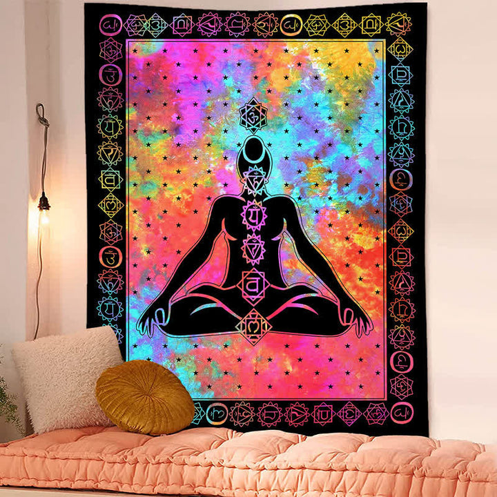 Tapiz de meditación vintage para colgar en la pared