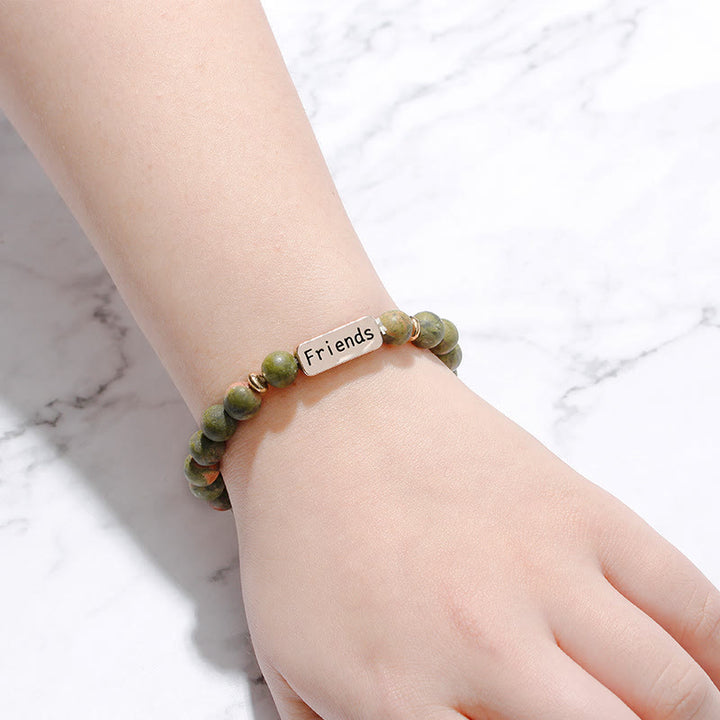 Juego de pulseras con grabado de 3 piezas con piedras preciosas naturales de Olivenorma Best Friend Forever