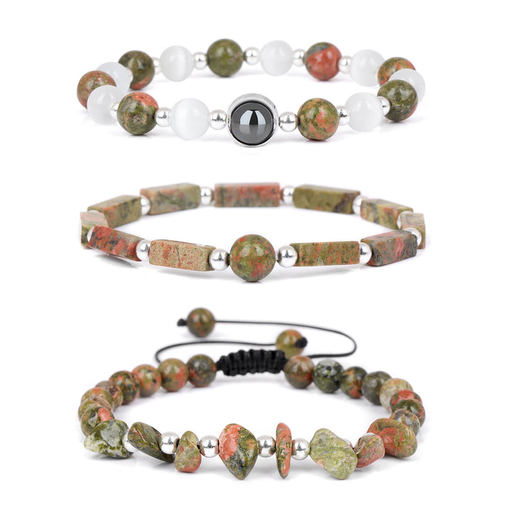 Juego de 3 pulseras de cristal natural "Healing Wishes" de Olivenorma 