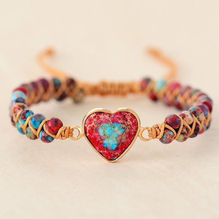Pulsera curativa con corazón de piedra del emperador