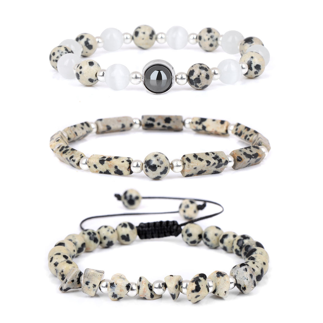 Juego de 3 pulseras de cristal natural "Healing Wishes" de Olivenorma 