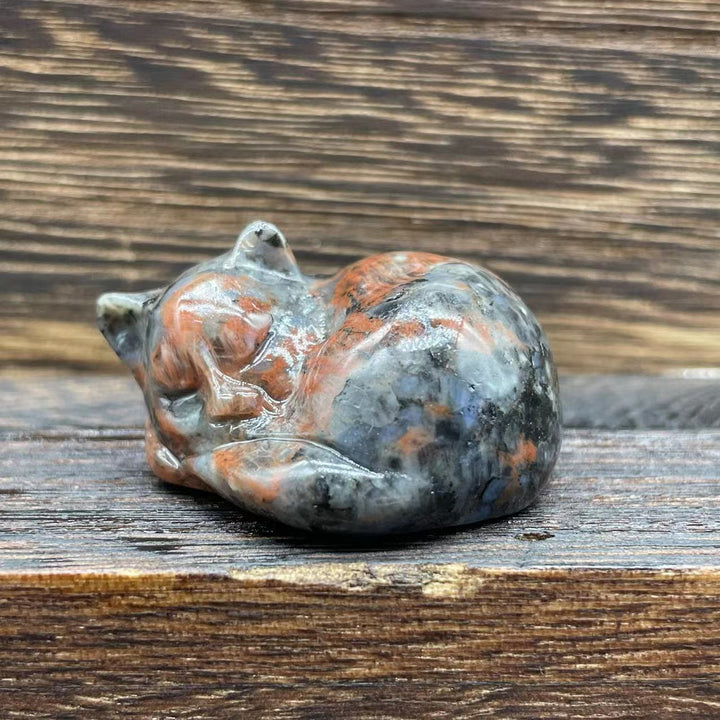 Adorno con piedras preciosas de gato de cristal natural de 4 cm de Olivenorma