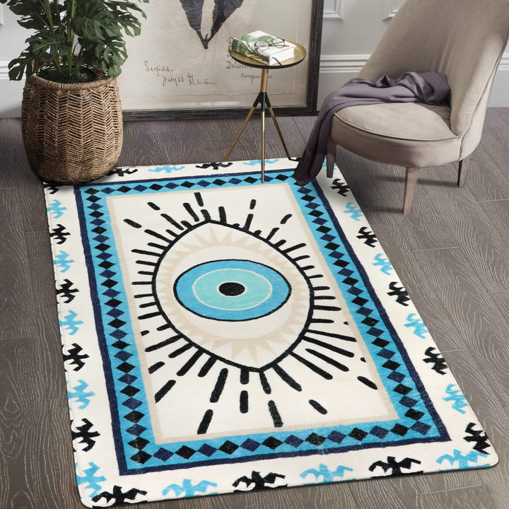 Alfombras lavables antibacterianas con diseño de ojo malvado azul de Olivenorma 