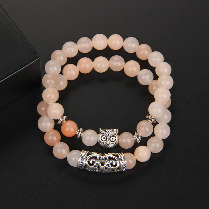 Pulsera de cuentas de cristal natural con forma de búho de Olivenorma 