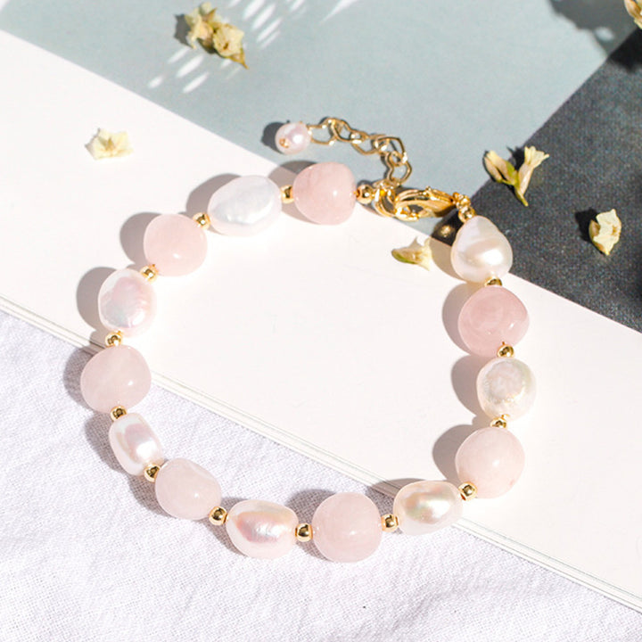 Pulsera de piedras preciosas de perla de cristal natural