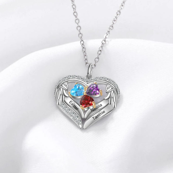 Collar de circonita cúbica con nombre grabado y piedra de nacimiento personalizada de Olivenorma