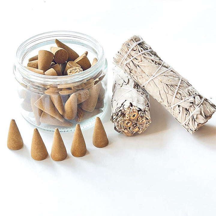 Conos de incienso de salvia para meditación y limpieza con cristales de aromaterapia de Olivenorma