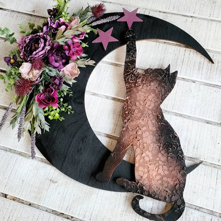 Decoración de pared con luna celestial y gatito de Olivenorma