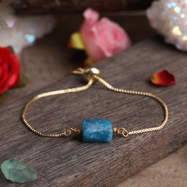Pulsera de cadena de metal con piedras prismáticas de cristal natural de Olivenorma