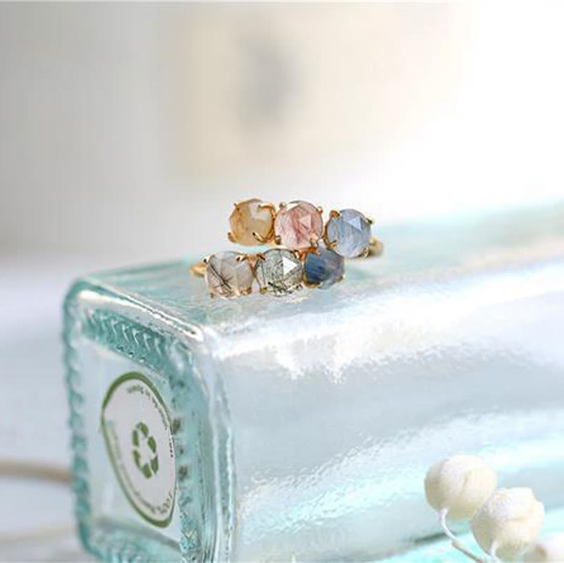 Anillo de plata de ley S925 con cuarzo rutilado natural de Olivenorma