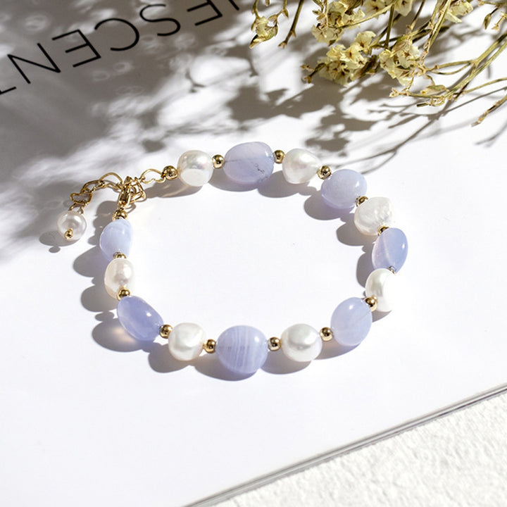 Pulsera de piedras preciosas de perla de cristal natural