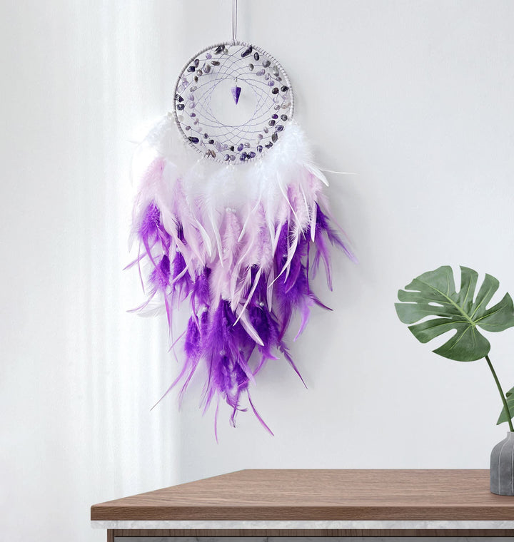 Colgante de péndulo de grava y amatista de Olivenorma Atrapasueños morado 