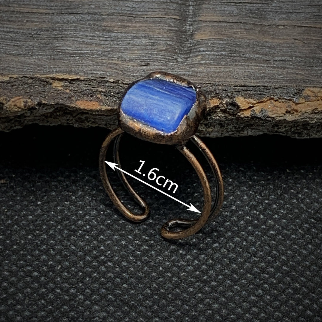 Anillo ajustable con doce piedras de nacimiento de piedra irregular natural en bruto de Olivenorma 