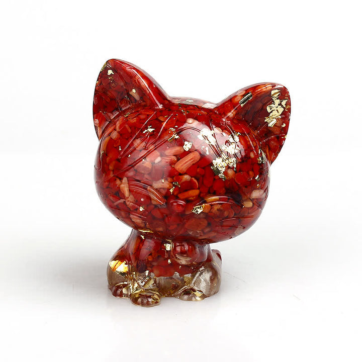 Adorno con piedras preciosas de gato de cristal natural de Olivenorma