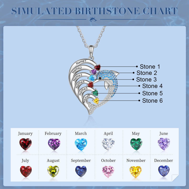 Collar con colgante de piedra grabado con forma de delfín y corazón de Olivenorma