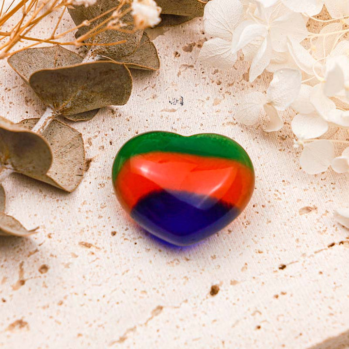 Piedra de ojo de gato de Olivenorma, corazón de cristal curativo