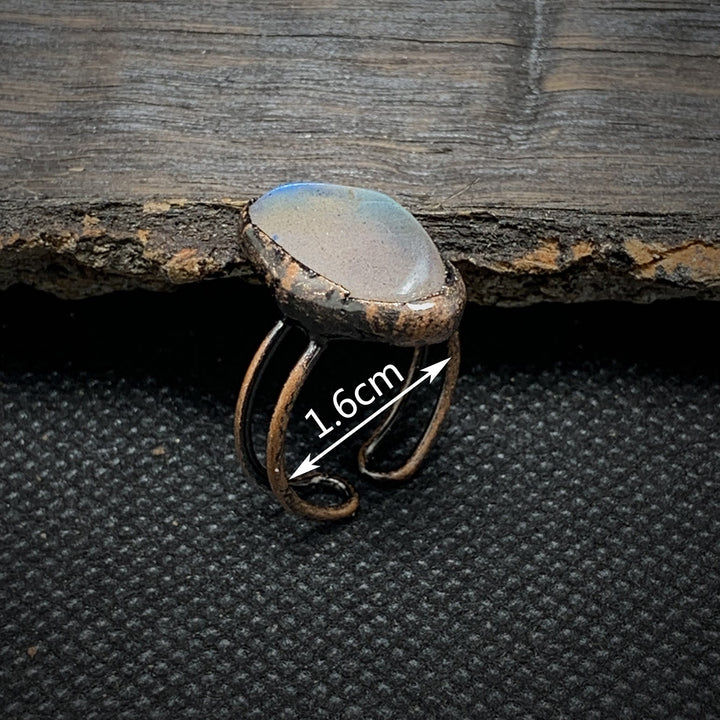 Anillo ajustable con doce piedras de nacimiento de piedra irregular natural en bruto de Olivenorma 