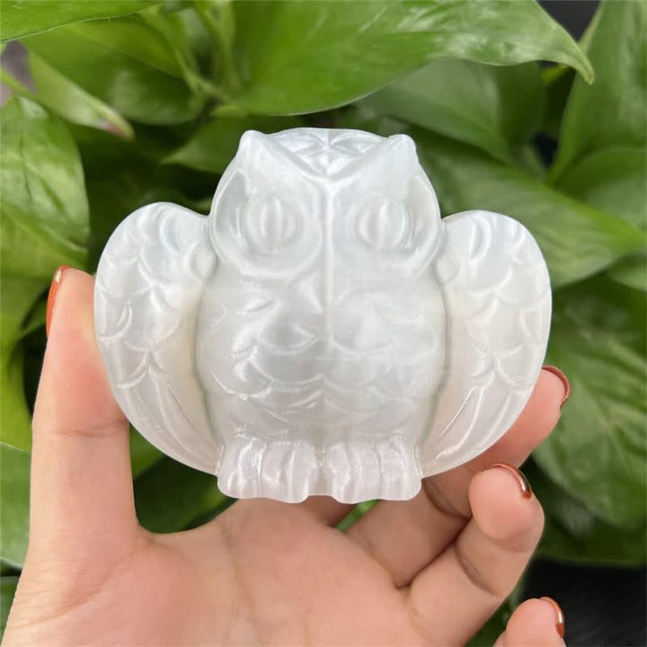 Adorno de piedra preciosa con forma de búho de cristal transparente de Olivenorma