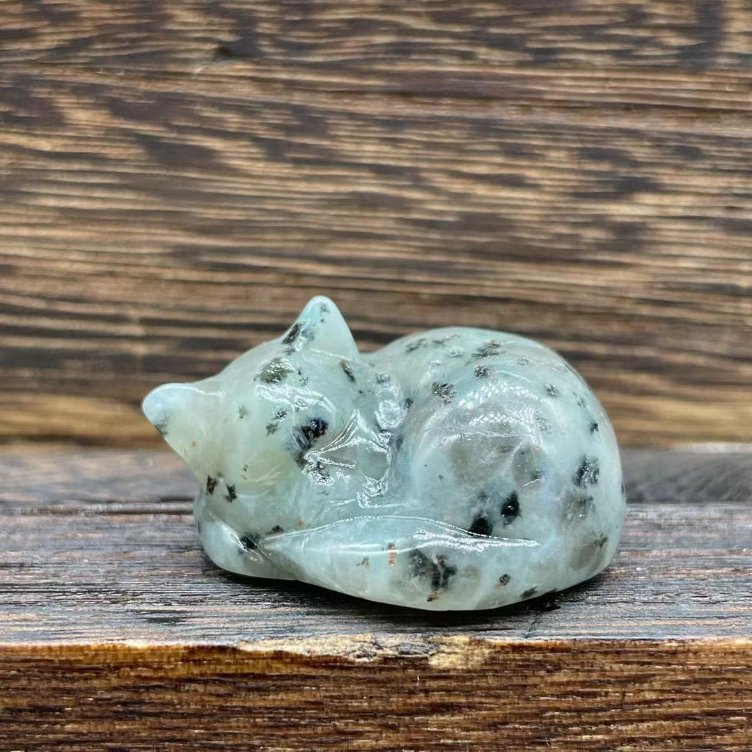 Adorno con piedras preciosas de gato de cristal natural de 4 cm de Olivenorma
