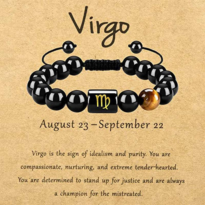 Pulsera del zodíaco de obsidiana y ojo de tigre de Olivenorma