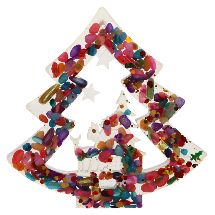 Adorno para árbol de Navidad de resina de grava de cristal natural de Olivenorma 