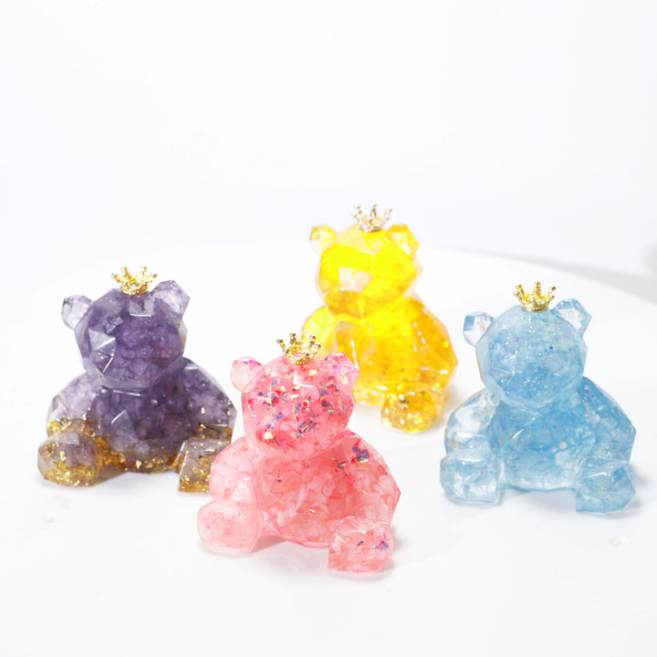 Adorno de oso de resina con grava de cristal de Olivenorma , decoración con piedras preciosas