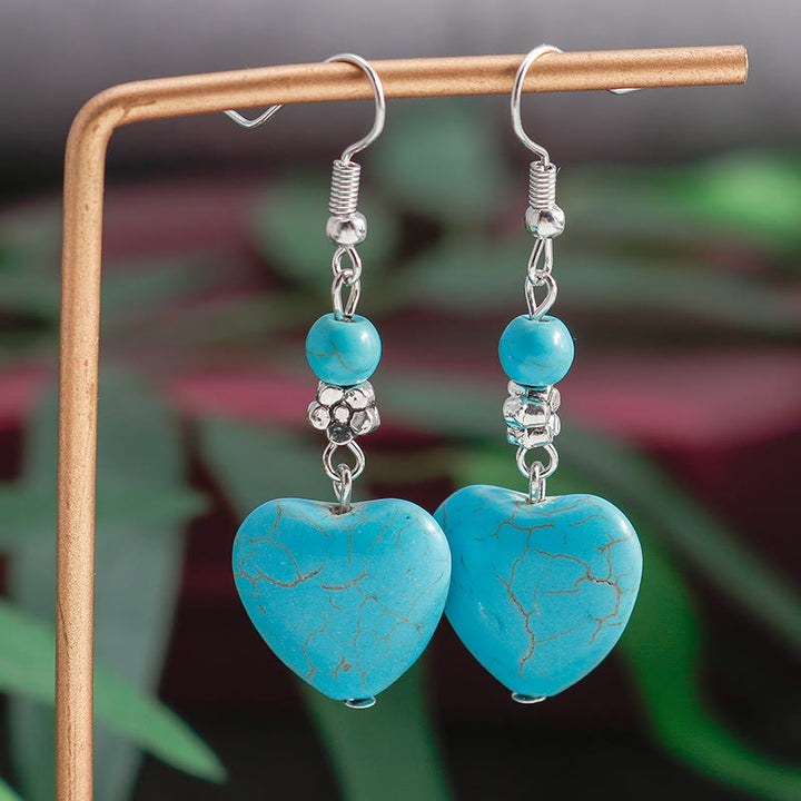 Pendientes colgantes con forma de corazón de turquesa de Olivenorma