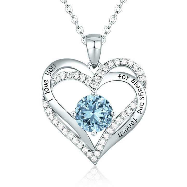 Olivenorma "Te amo por siempre y para siempre" - Collar de corazón en tono de nacimiento 