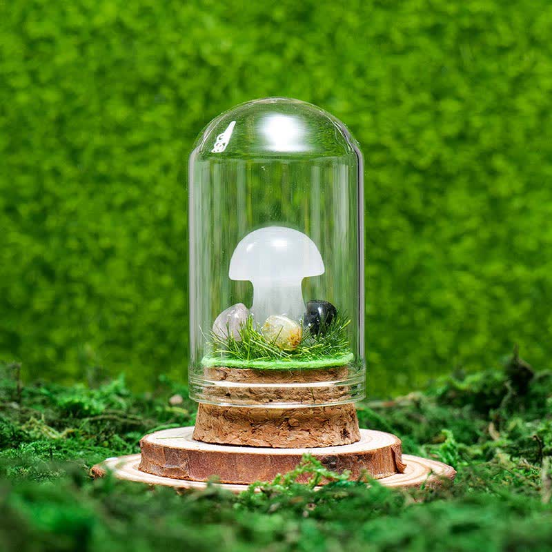 Cubierta de vidrio Olivenorma Decoración de hongo de cristal natural