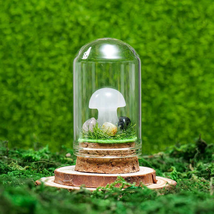 Cubierta de vidrio Olivenorma Decoración de hongo de cristal natural