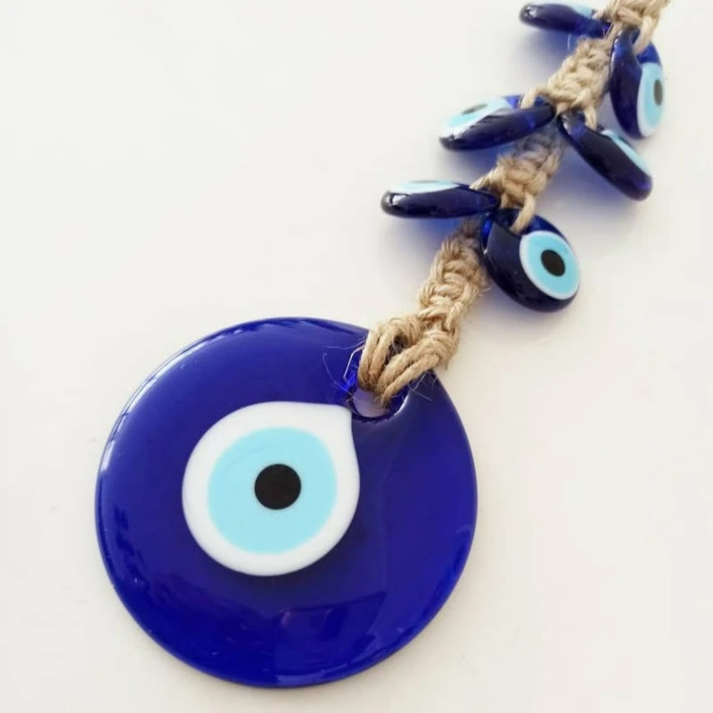 Adorno decorativo para colgar en la pared de cristal azul con forma de ojo malvado de Olivenorma