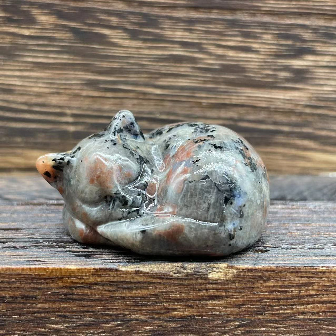 Adorno con piedras preciosas de gato de cristal natural de 4 cm de Olivenorma