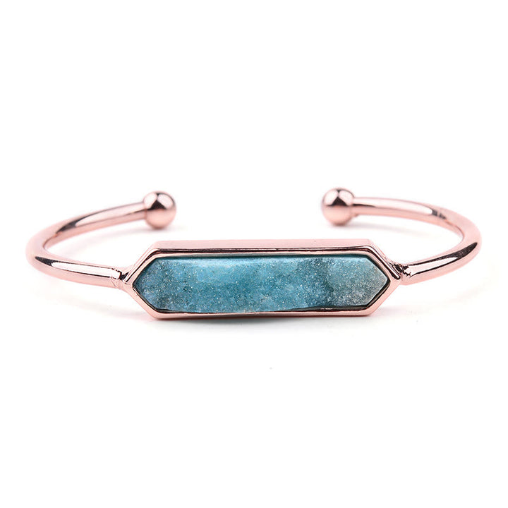 Pulsera de cobre y metal con cristales naturales de Olivenorma