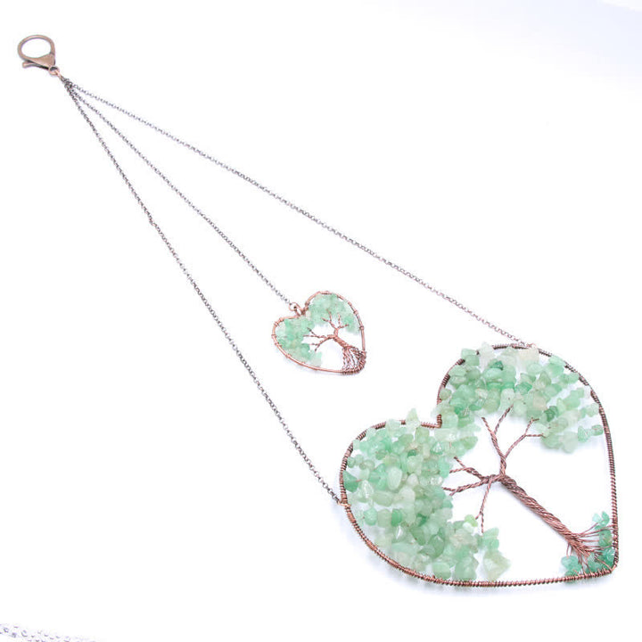 Atrapasueños de cristal con forma de corazón y árbol de la vida de los chakras de Olivenorma. 