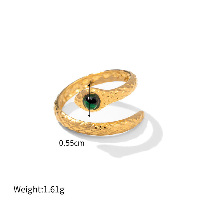 Anillo irregular ajustable de malaquita natural de Olivenorma