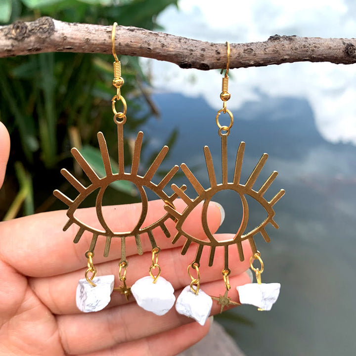 Pendientes de cristal con colgante de estrella y lágrimas de mal de ojo de Olivenorma