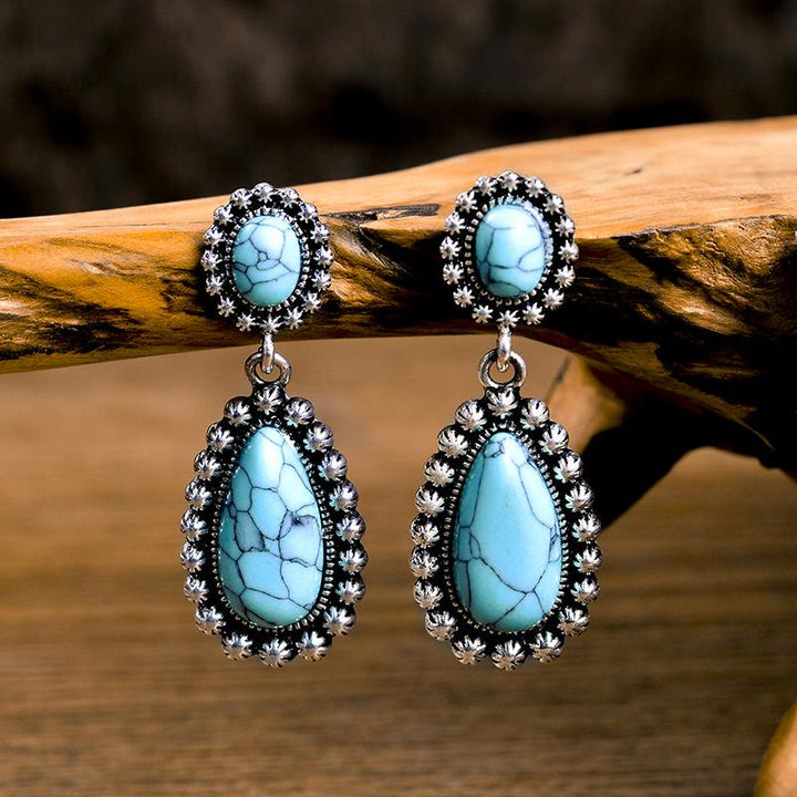 Pendientes de plata turquesa con forma de lágrima de Olivenorma