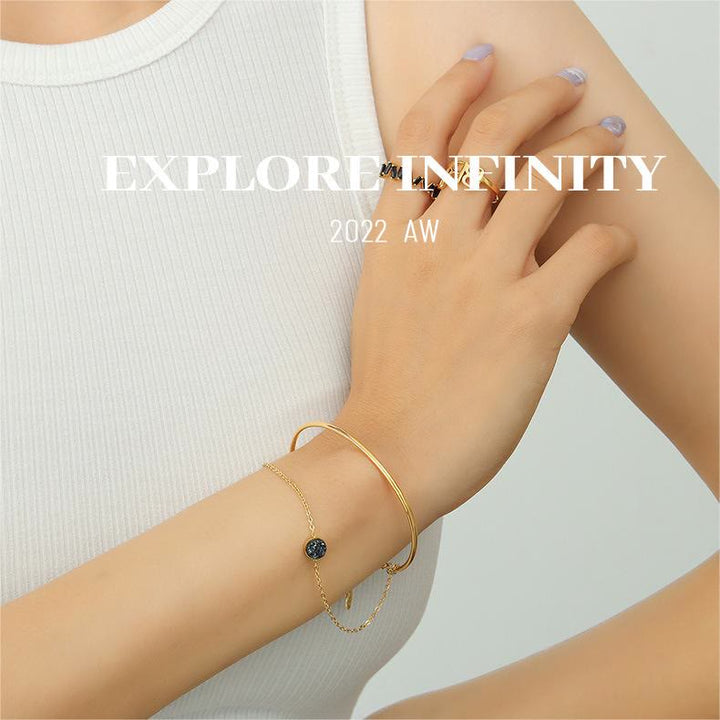 Pulsera de turmalina negra de doble capa bañada en oro de 18 k de Olivenorma