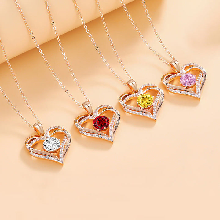 Olivenorma "Te amo por siempre y para siempre" - Collar de corazón en tono de nacimiento 