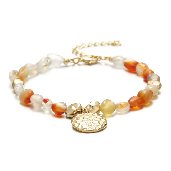 Pulsera de cobre de 18 quilates con piedra natural multicolor irregular de Olivenorma