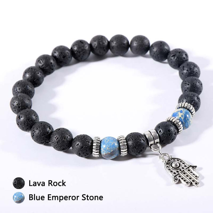 Pulsera de piedra de lava de ojo de tigre y malaquita 