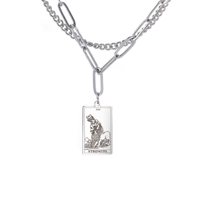 Collar de doble cadena con la carta del tarot de Olivenorma