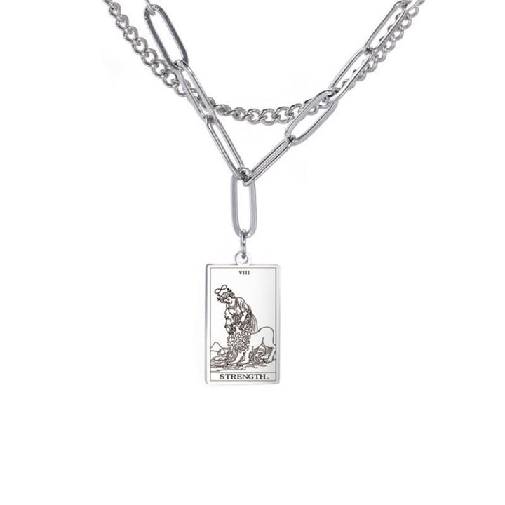 Collar de doble cadena con la carta del tarot de Olivenorma