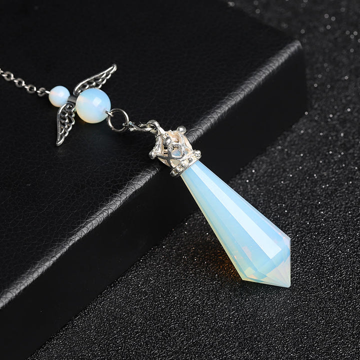 Péndulo de alas de ángel de cristal de labradorita de Olivenorma