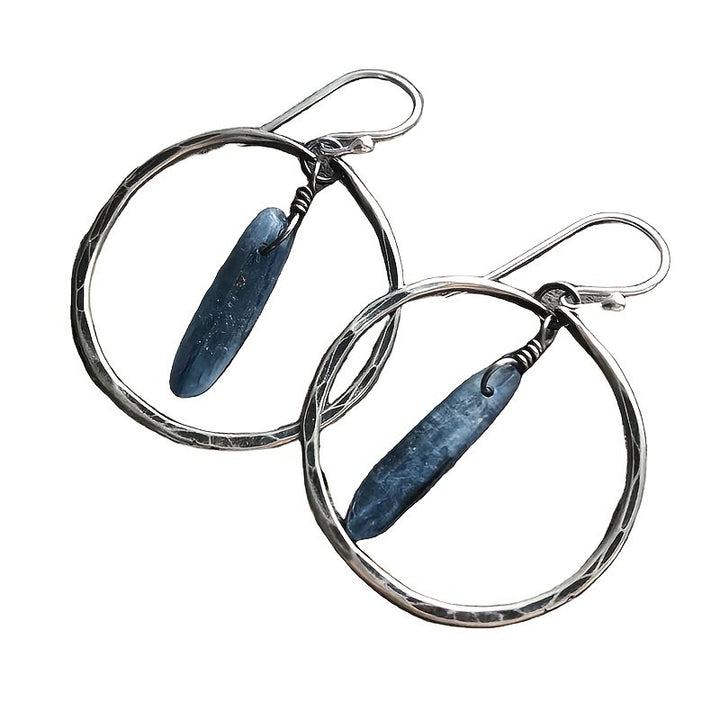 Pendientes de aro grandes de lapislázuli retro de Olivenorma