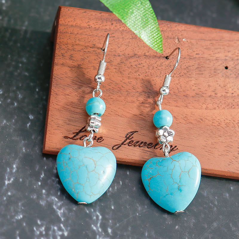 Pendientes colgantes con forma de corazón de turquesa de Olivenorma
