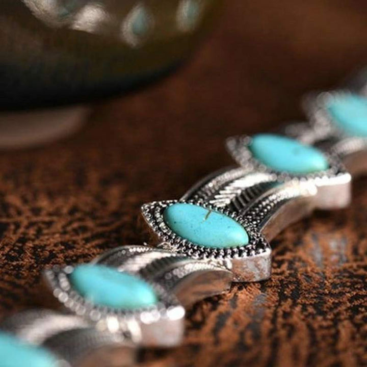 Gargantilla étnica estilo retro turquesa